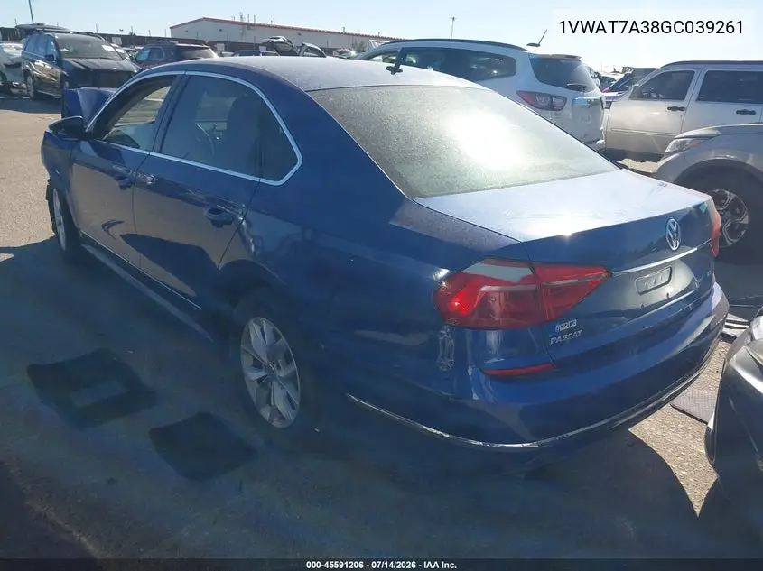 2016 Volkswagen Passat 1.8T S VIN: 1VWAT7A38GC039261 Lot: 45591206