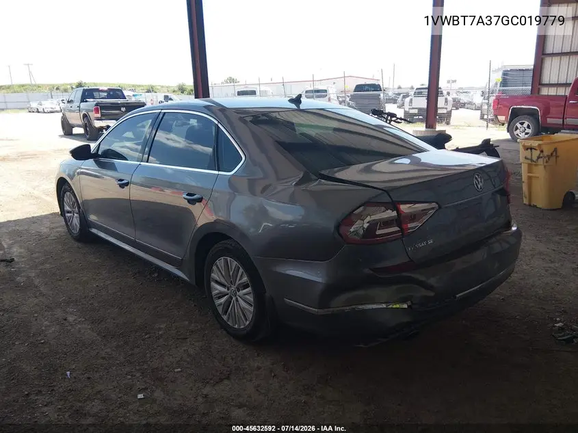 2016 Volkswagen Passat 1.8T Se VIN: 1VWBT7A37GC019779 Lot: 45632592