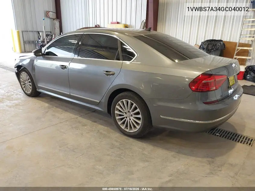 2016 Volkswagen Passat 1.8T Se VIN: 1VWBS7A34GC040012 Lot: 45650978