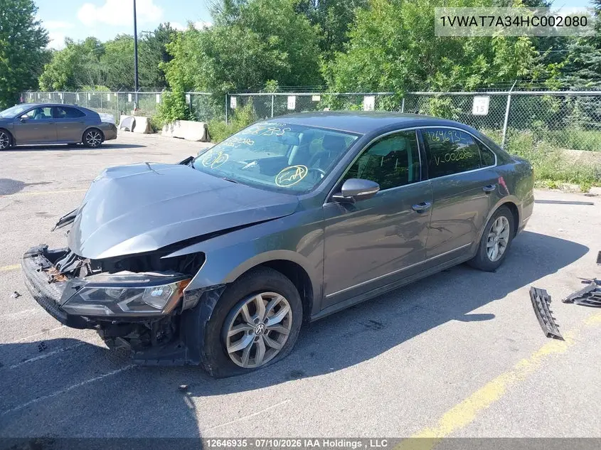 2017 Volkswagen Passat S VIN: 1VWAT7A34HC002080 Lot: 12646935