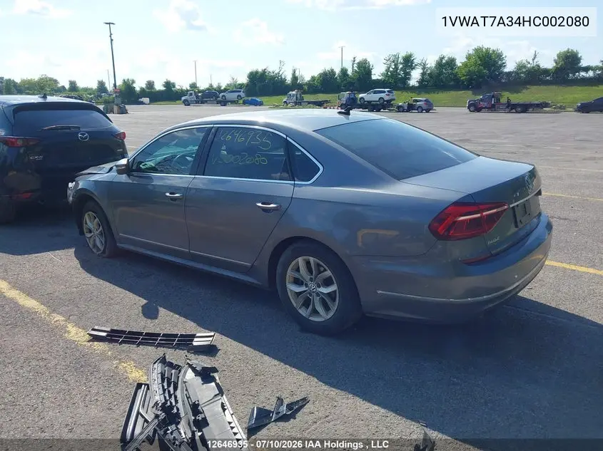 2017 Volkswagen Passat S VIN: 1VWAT7A34HC002080 Lot: 12646935