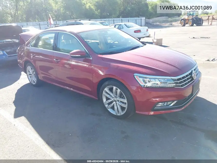 2018 Volkswagen Passat 2.0T Se VIN: 1VWBA7A36JC001089 Lot: 45242484