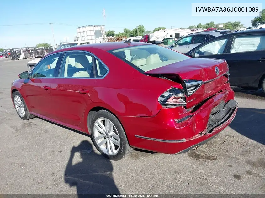 2018 Volkswagen Passat 2.0T Se VIN: 1VWBA7A36JC001089 Lot: 45242484