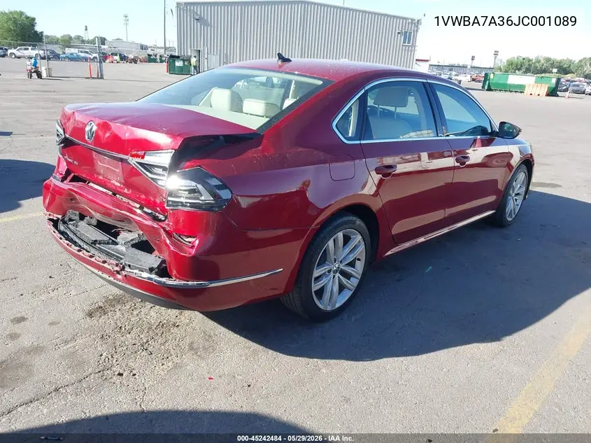 2018 Volkswagen Passat 2.0T Se VIN: 1VWBA7A36JC001089 Lot: 45242484
