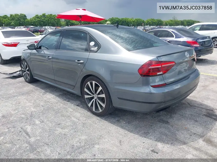2018 Volkswagen Passat 3.6L V6 Gt VIN: 1VWJM7A35JC037858 Lot: 45572042