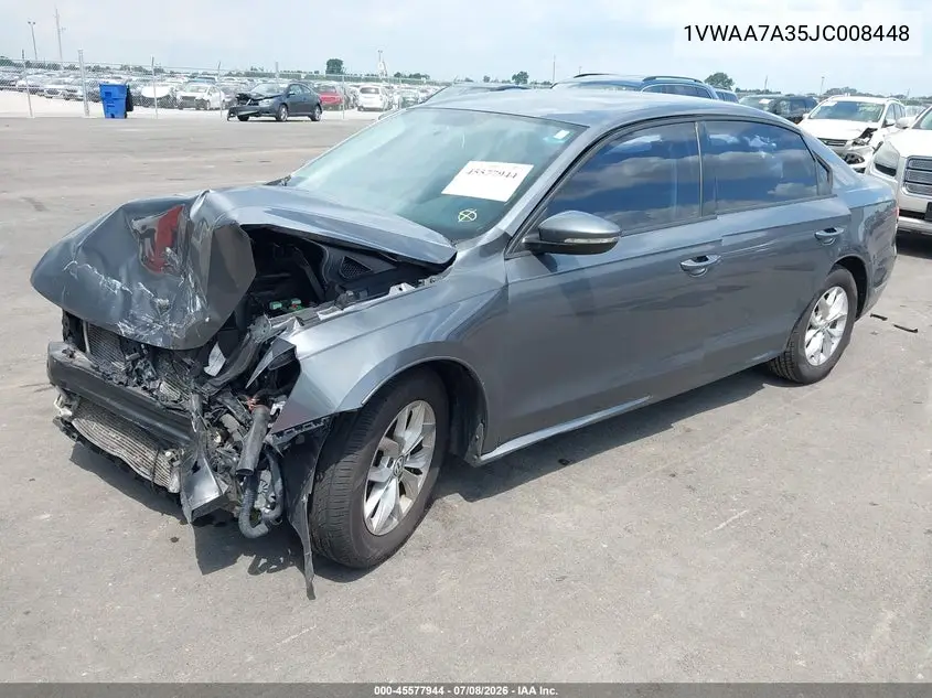 2018 Volkswagen Passat 2.0T R-Line/2.0T S VIN: 1VWAA7A35JC008448 Lot: 45577944