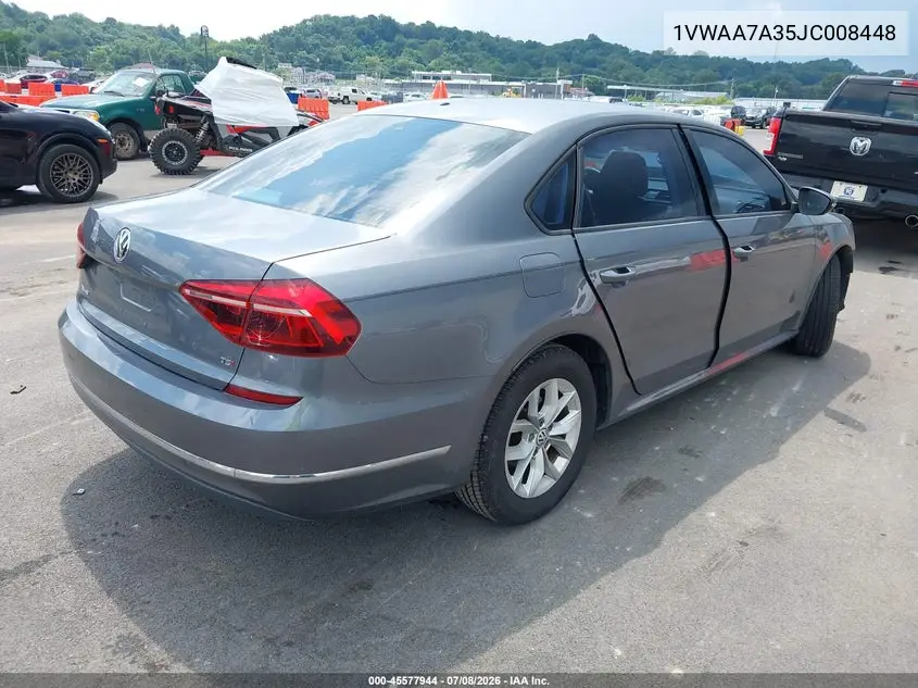 2018 Volkswagen Passat 2.0T R-Line/2.0T S VIN: 1VWAA7A35JC008448 Lot: 45577944