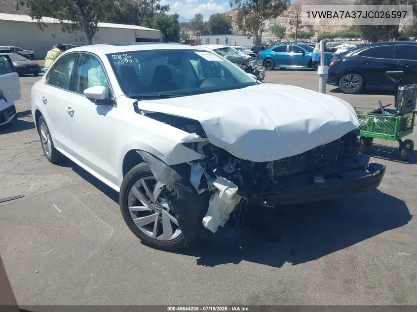 2018 Volkswagen Passat 2.0T Se VIN: 1VWBA7A37JC026597 Lot: 45644235