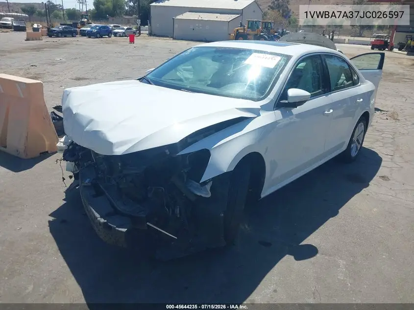 2018 Volkswagen Passat 2.0T Se VIN: 1VWBA7A37JC026597 Lot: 45644235