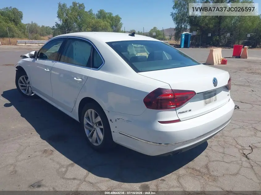 2018 Volkswagen Passat 2.0T Se VIN: 1VWBA7A37JC026597 Lot: 45644235