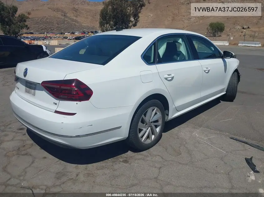 2018 Volkswagen Passat 2.0T Se VIN: 1VWBA7A37JC026597 Lot: 45644235