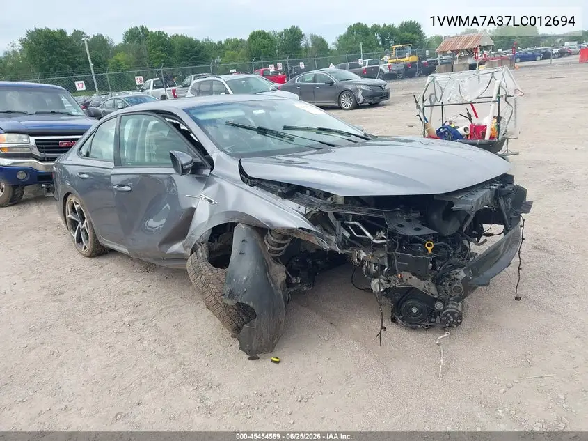 2020 Volkswagen Passat 2.0T R-Line VIN: 1VWMA7A37LC012694 Lot: 45454569