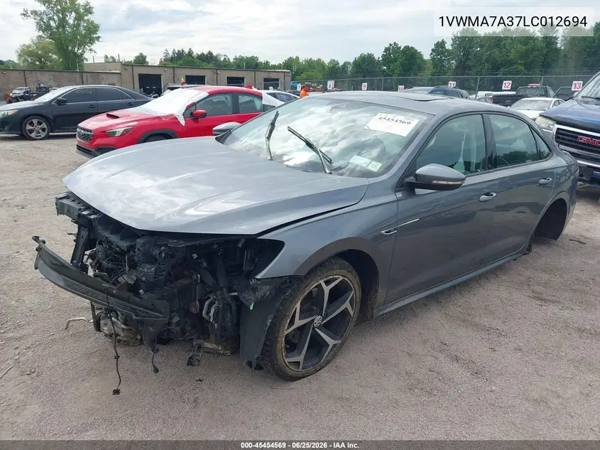 2020 Volkswagen Passat 2.0T R-Line VIN: 1VWMA7A37LC012694 Lot: 45454569