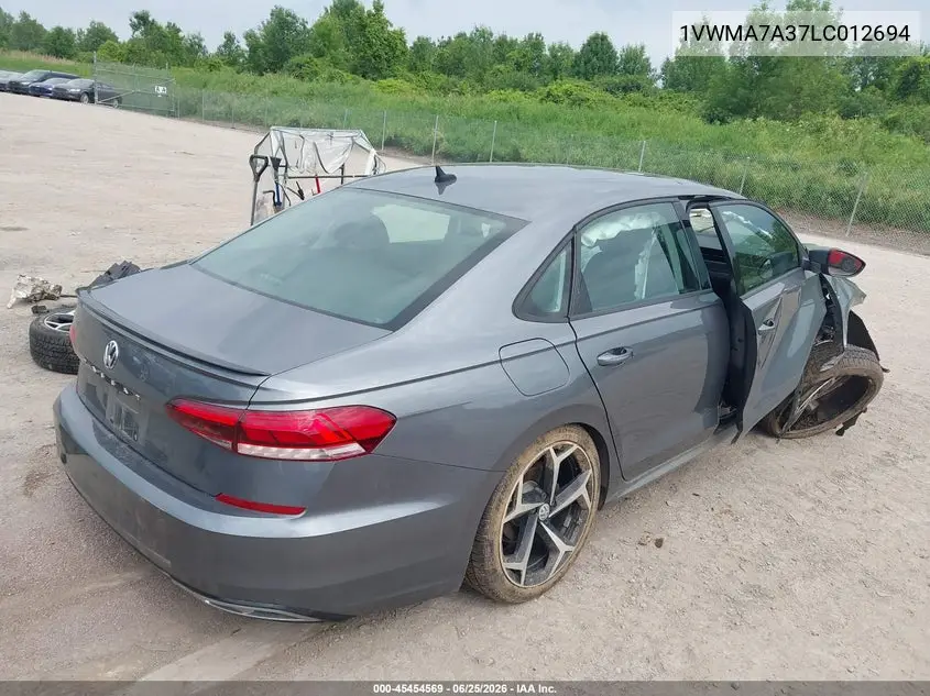 2020 Volkswagen Passat 2.0T R-Line VIN: 1VWMA7A37LC012694 Lot: 45454569