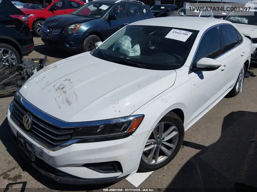 2020 Volkswagen Passat 2.0T Se VIN: 1VWSA7A34LC008397 Lot: 45661200