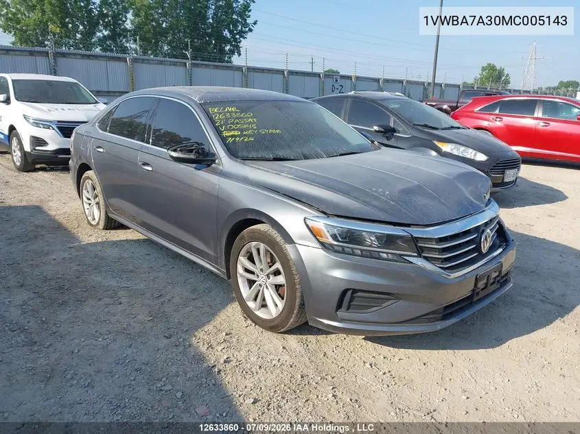 2021 Volkswagen Passat VIN: 1VWBA7A30MC005143 Lot: 12633860