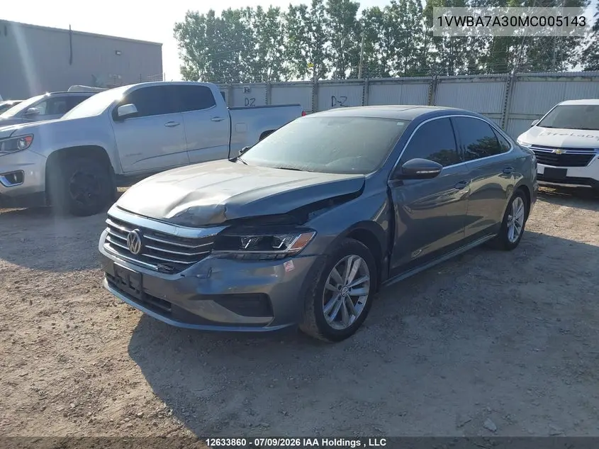 2021 Volkswagen Passat VIN: 1VWBA7A30MC005143 Lot: 12633860