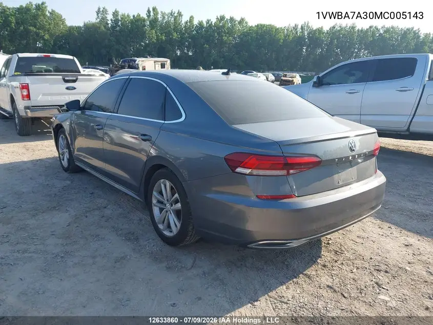 2021 Volkswagen Passat VIN: 1VWBA7A30MC005143 Lot: 12633860