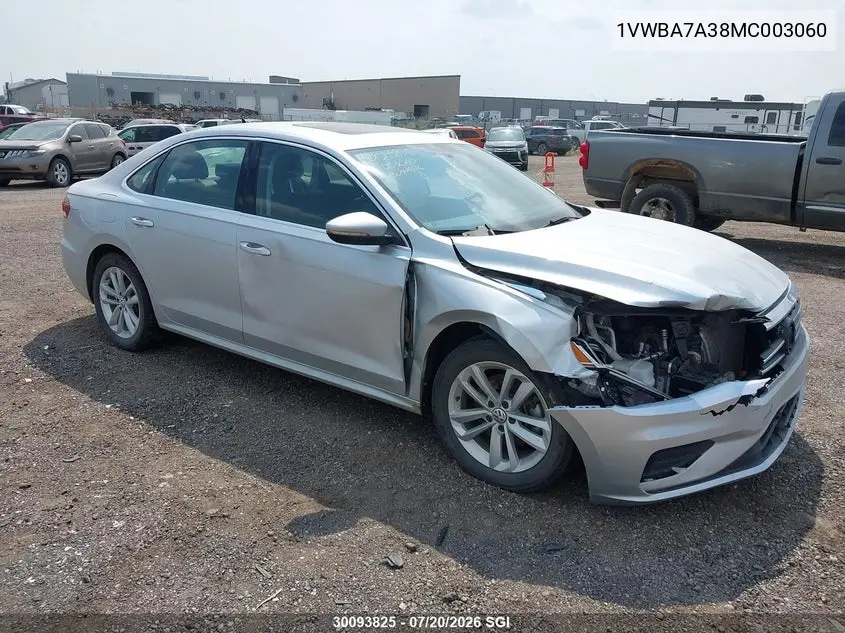 2021 Volkswagen Passat Highline VIN: 1VWBA7A38MC003060 Lot: 30093825