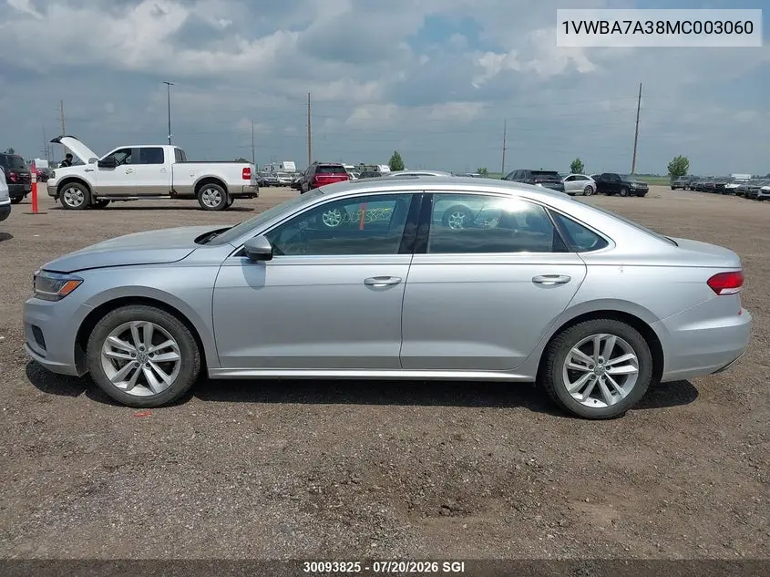 2021 Volkswagen Passat Highline VIN: 1VWBA7A38MC003060 Lot: 30093825