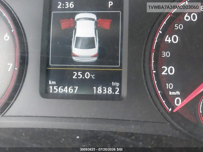 2021 Volkswagen Passat Highline VIN: 1VWBA7A38MC003060 Lot: 30093825