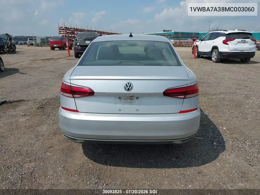 2021 Volkswagen Passat Highline VIN: 1VWBA7A38MC003060 Lot: 30093825