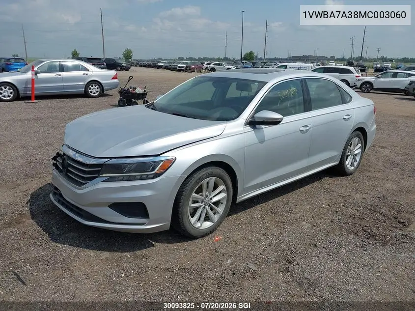 2021 Volkswagen Passat Highline VIN: 1VWBA7A38MC003060 Lot: 30093825