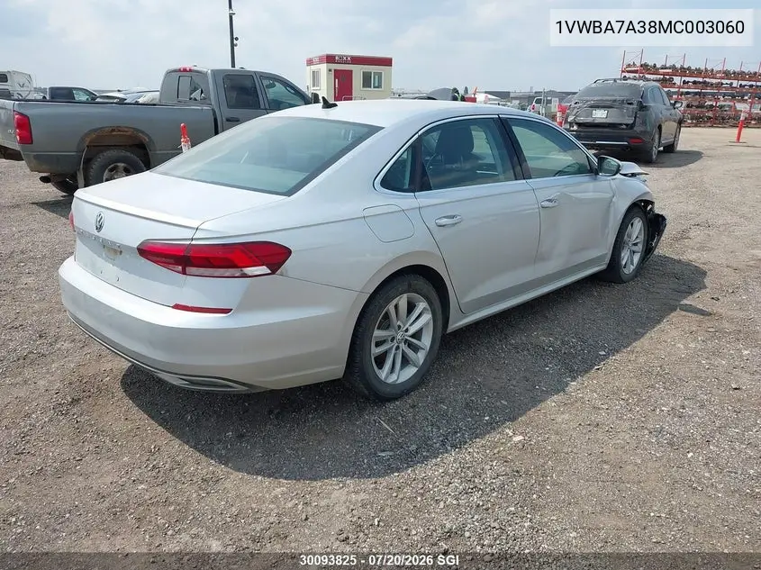 2021 Volkswagen Passat Highline VIN: 1VWBA7A38MC003060 Lot: 30093825