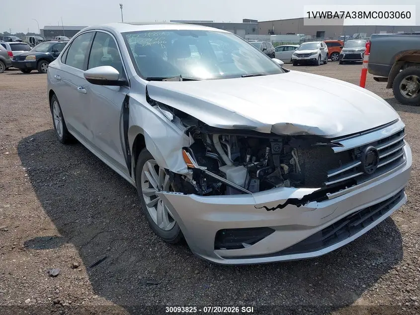 2021 Volkswagen Passat Highline VIN: 1VWBA7A38MC003060 Lot: 30093825