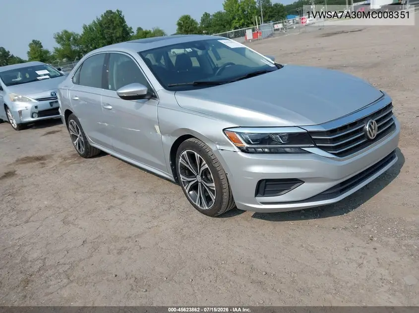 2021 Volkswagen Passat 2.0T Se VIN: 1VWSA7A30MC008351 Lot: 45623862