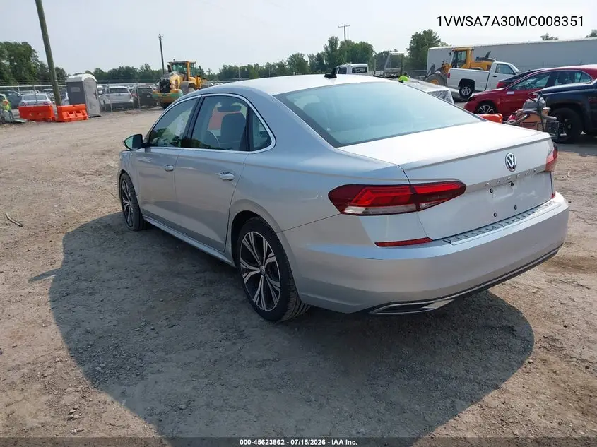 2021 Volkswagen Passat 2.0T Se VIN: 1VWSA7A30MC008351 Lot: 45623862