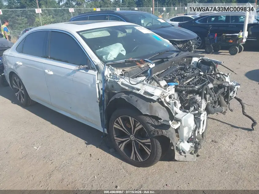 2021 Volkswagen Passat 2.0T Se VIN: 1VWSA7A33MC009834 Lot: 45636967