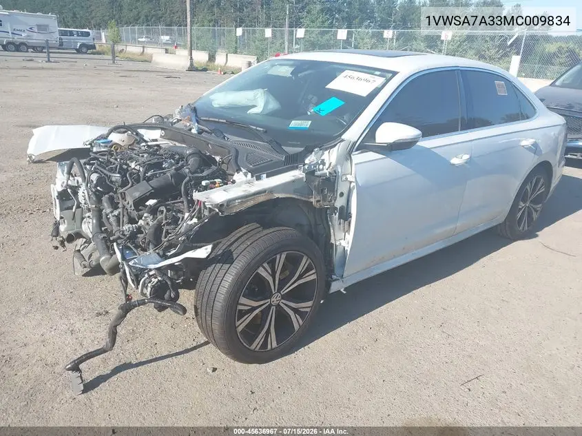 2021 Volkswagen Passat 2.0T Se VIN: 1VWSA7A33MC009834 Lot: 45636967