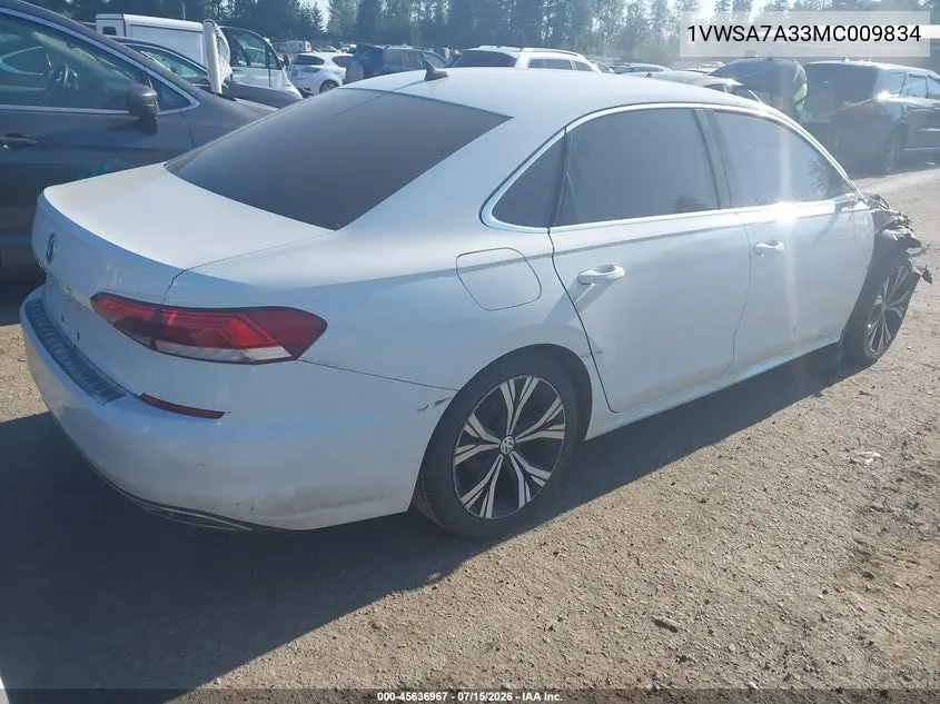 2021 Volkswagen Passat 2.0T Se VIN: 1VWSA7A33MC009834 Lot: 45636967