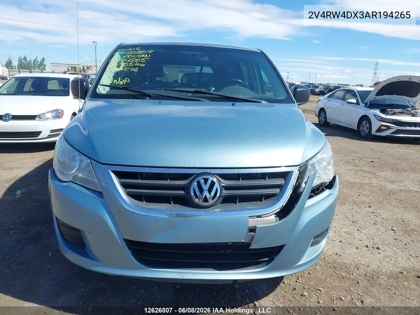 2010 Volkswagen Routan Trendline VIN: 2V4RW4DX3AR194265 Lot: 12626807