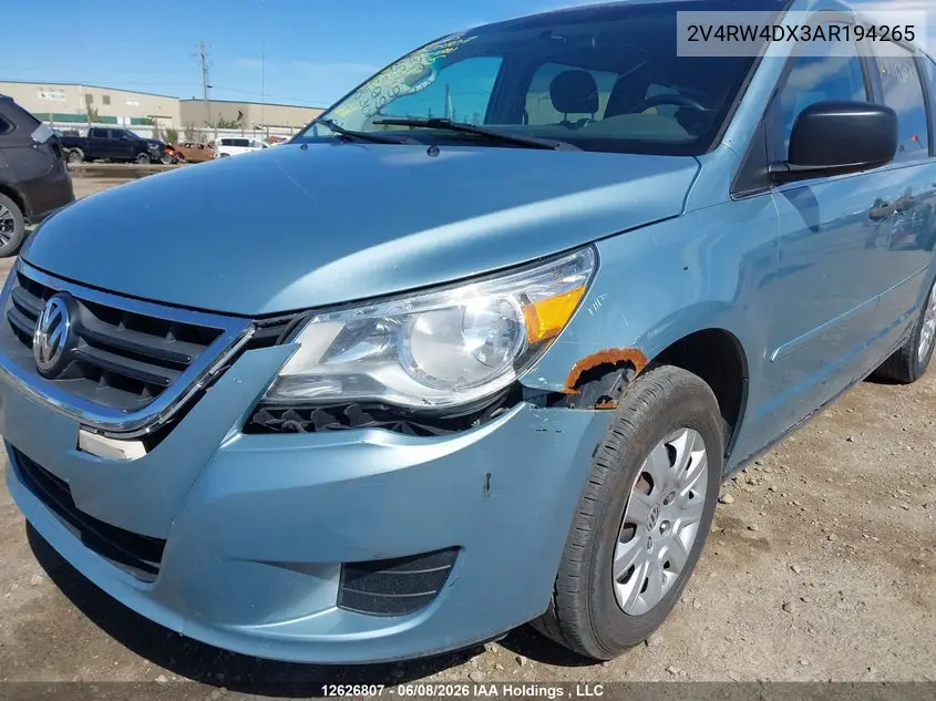 2010 Volkswagen Routan Trendline VIN: 2V4RW4DX3AR194265 Lot: 12626807