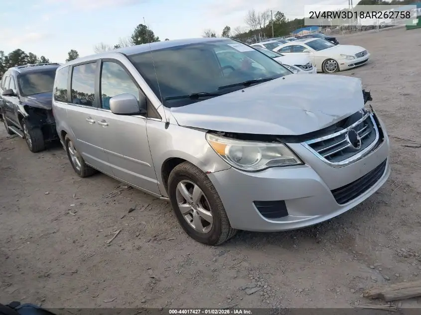 2010 Volkswagen Routan Se VIN: 2V4RW3D18AR262758 Lot: 44017427