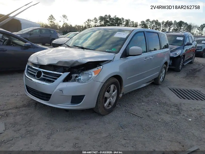 2010 Volkswagen Routan Se VIN: 2V4RW3D18AR262758 Lot: 44017427