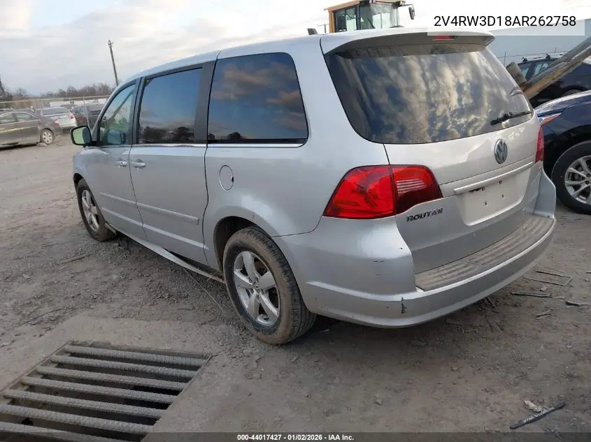 2010 Volkswagen Routan Se VIN: 2V4RW3D18AR262758 Lot: 44017427