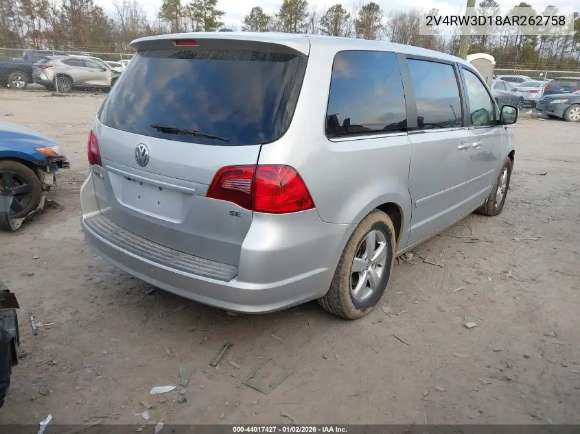2010 Volkswagen Routan Se VIN: 2V4RW3D18AR262758 Lot: 44017427
