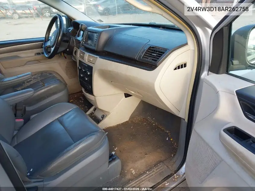 2010 Volkswagen Routan Se VIN: 2V4RW3D18AR262758 Lot: 44017427