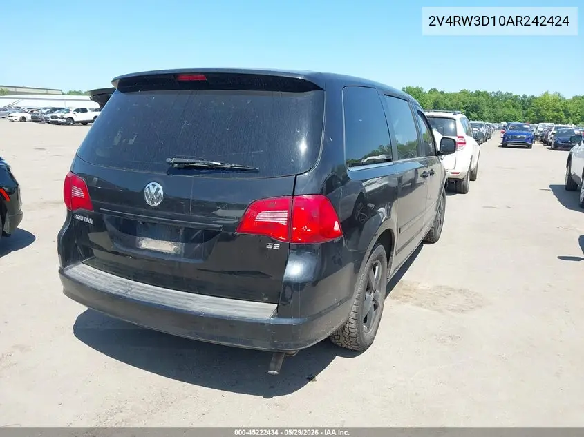 2010 Volkswagen Routan Se VIN: 2V4RW3D10AR242424 Lot: 45222434