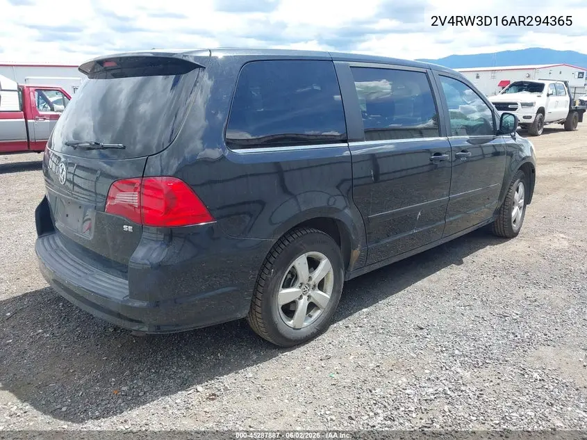 2010 Volkswagen Routan Se VIN: 2V4RW3D16AR294365 Lot: 45287887