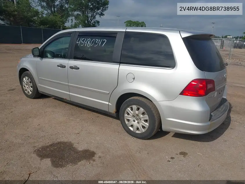 2011 Volkswagen Routan S VIN: 2V4RW4DG8BR738955 Lot: 45480347