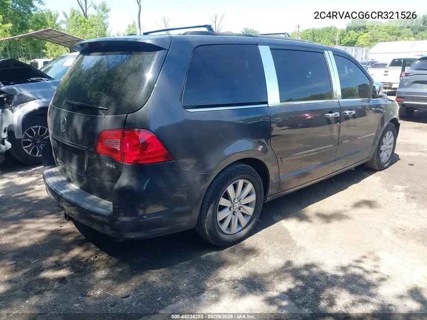 2012 Volkswagen Routan Sel VIN: 2C4RVACG6CR321526 Lot: 45236285