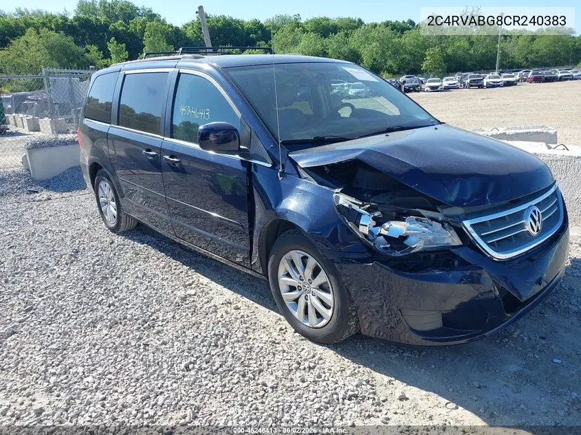 2012 Volkswagen Routan Se VIN: 2C4RVABG8CR240383 Lot: 45246413