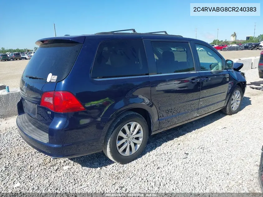 2012 Volkswagen Routan Se VIN: 2C4RVABG8CR240383 Lot: 45246413
