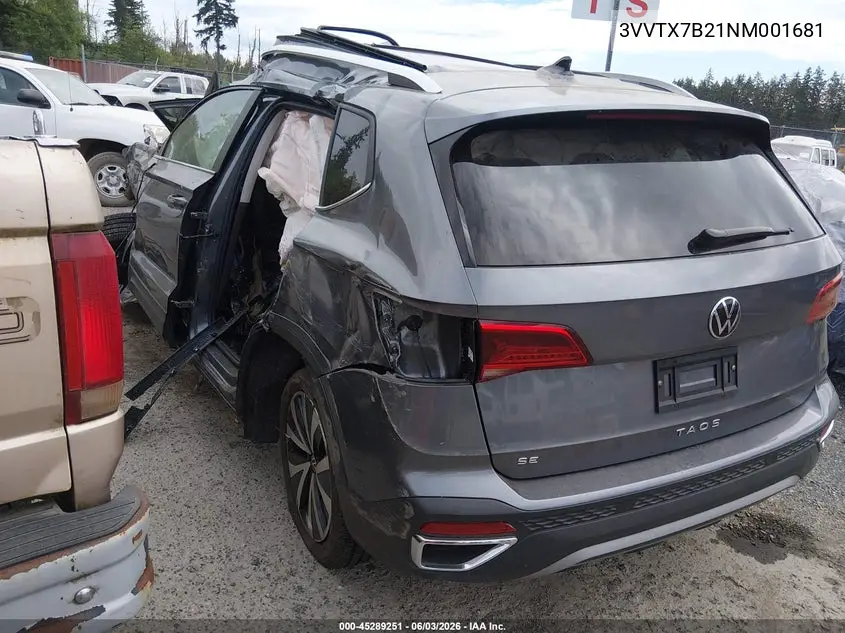 2022 Volkswagen Taos 1.5T Se VIN: 3VVTX7B21NM001681 Lot: 45289251