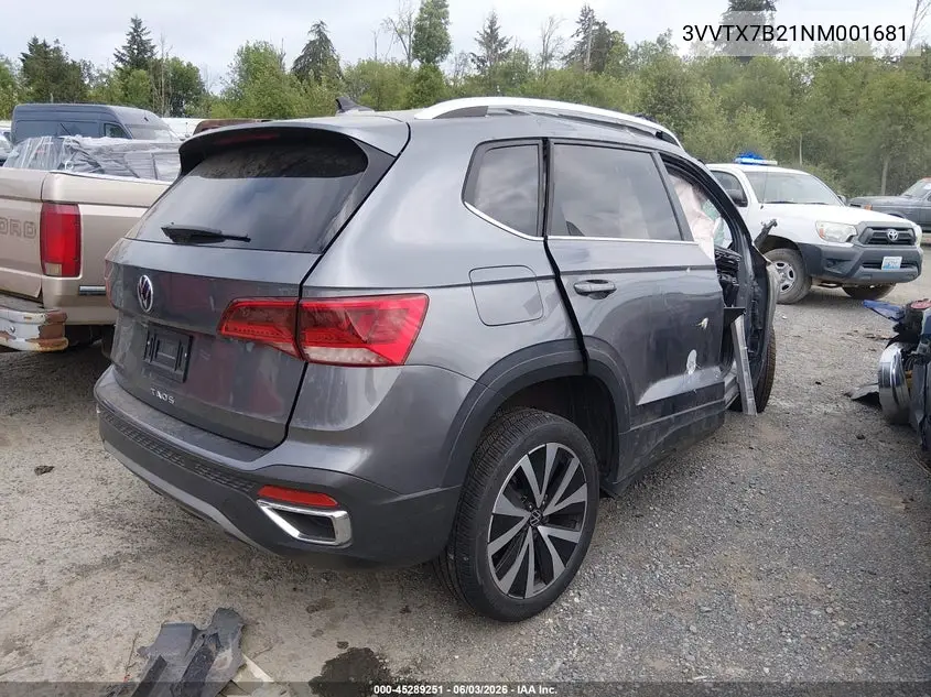 2022 Volkswagen Taos 1.5T Se VIN: 3VVTX7B21NM001681 Lot: 45289251