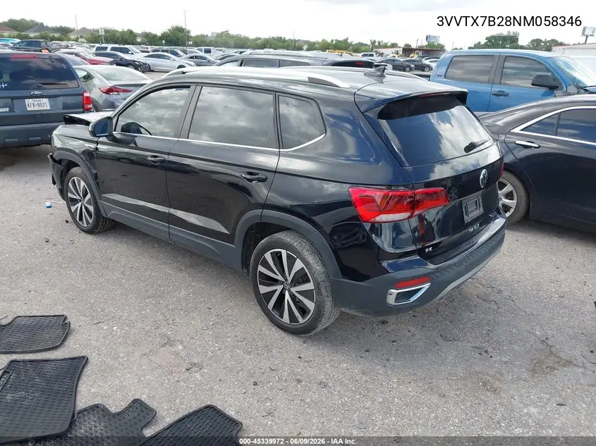2022 Volkswagen Taos 1.5T Se VIN: 3VVTX7B28NM058346 Lot: 45339972